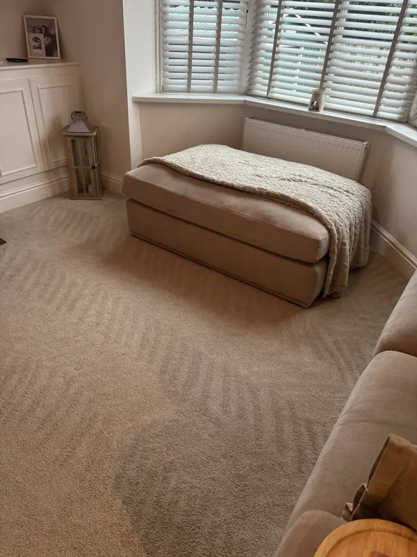 Cream carpet with fresh hoover lines in a Darlington bedroom by True Grit