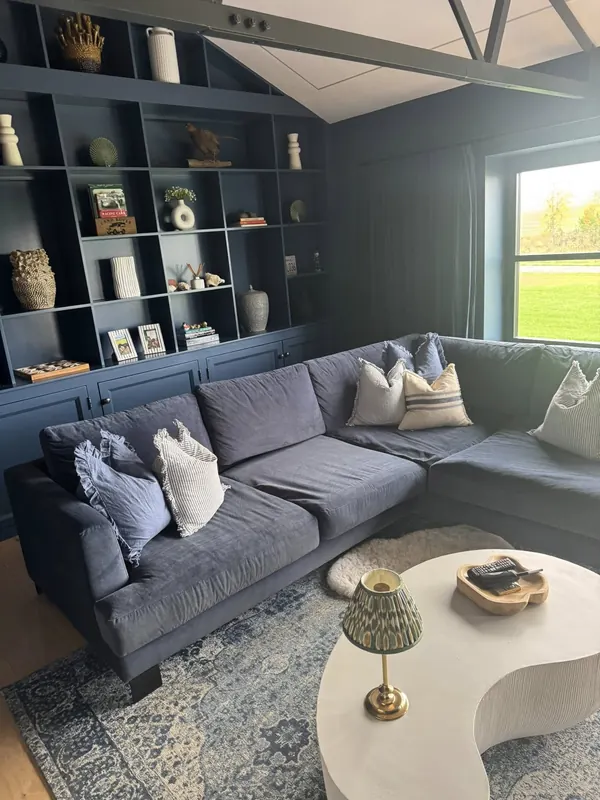 Cosy navy snug in a Yorkshire Dales holiday let cleaned by True Grit